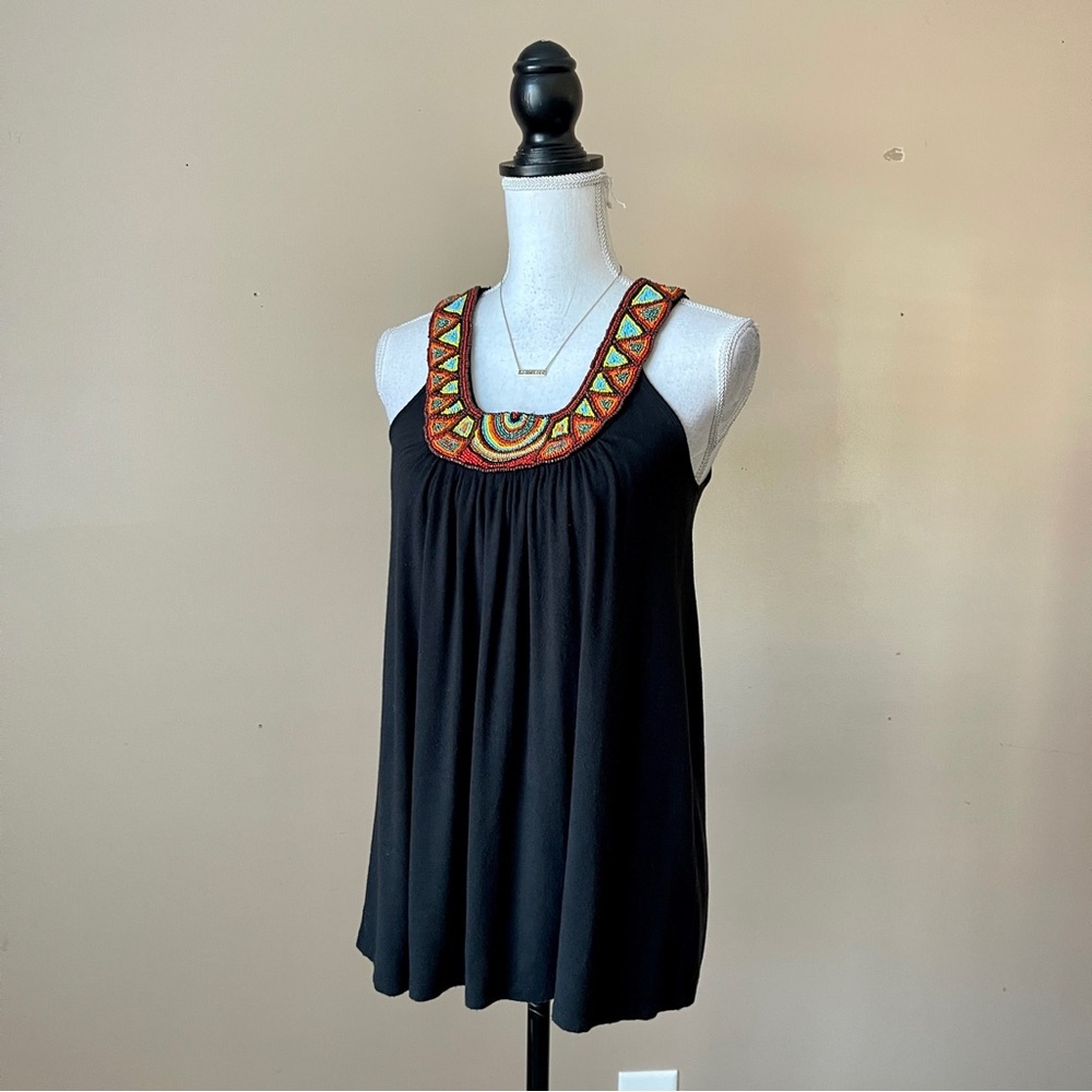 BOSTON PROPER | Black Beaded Neckline Tank Top Sz XS - Picture 5 of 7